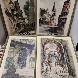 Don Davey, FOUR SKETCHES OF THE FRENCH QUARTER Prof Framed In Bangkok 13.5X10.5"